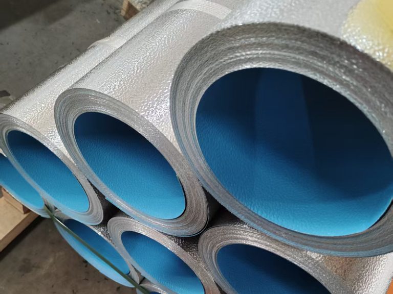 EMBOSSED ALUMINUM COIL WITH BLUE POLYSURLYN BARRIER